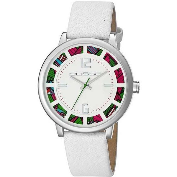 Damklocka - Custo - ON TIME GALLERY BL. CU059601 - Kvarts - Analog - Vit Läder