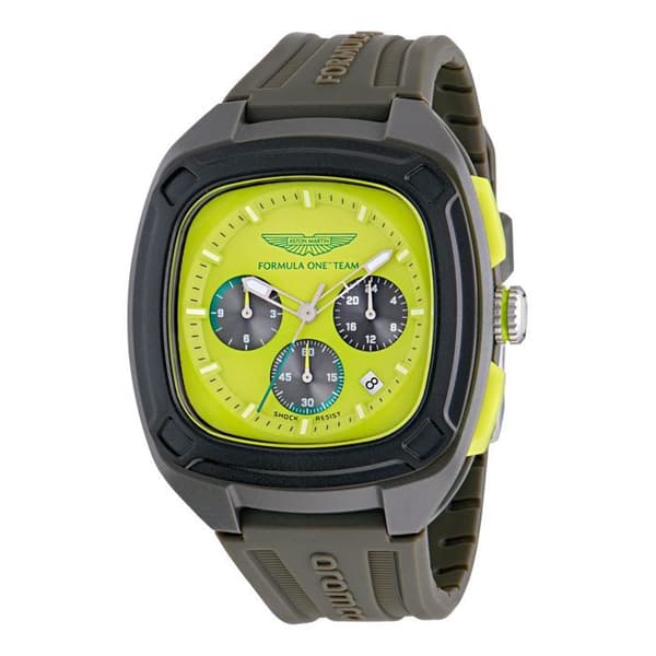 Ur - ASTON MARTIN - MTFO1F504 - Grå silikone - Gul urskive - 44 mm Grå