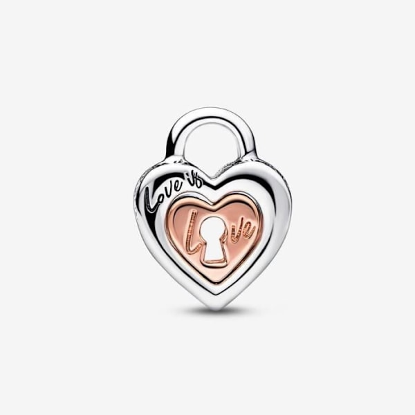 Charm - PANDORA - Separable Heart Tofarvet hængelås - 925 Sølv - Guld - Flerfarvet Flerfärgad