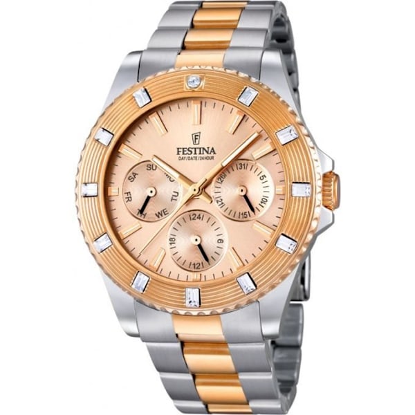 Festina Watch F16695-2 - hopea teräskello… Grå, rosa, guld, silver, roséguld