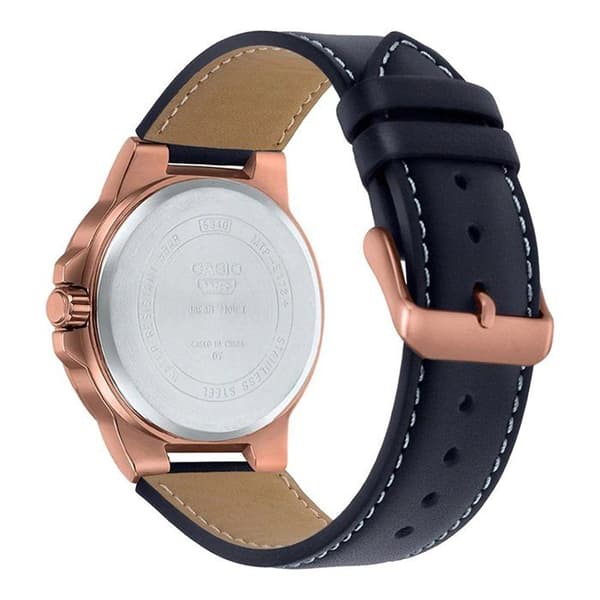 Ur - Casio - MTP-E173RL-5AVEF - Læder Night Blue - Quartz - WR 50m Guld