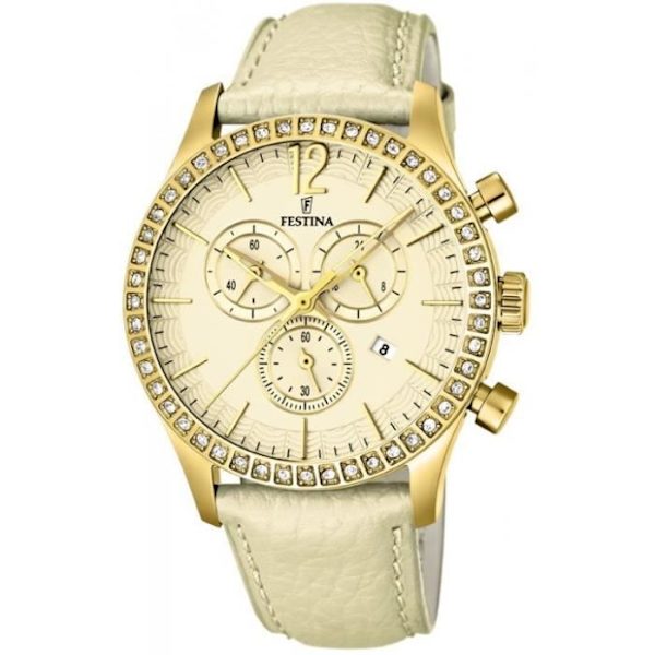 Ur - FESTINA - F16605-4 - Guld - Læder - Kvarts gyllene