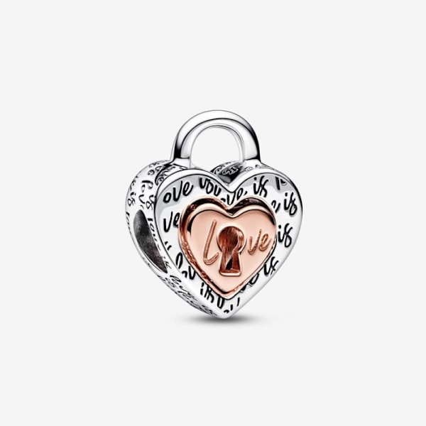 Charm - PANDORA - Separable Heart Tvåfärgat hänglås - 925 Silver - Guld - Flerfärgad Flerfärgad