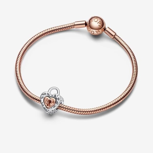 Charm - PANDORA - Separable Heart Tofarvet hængelås - 925 Sølv - Guld - Flerfarvet Flerfärgad