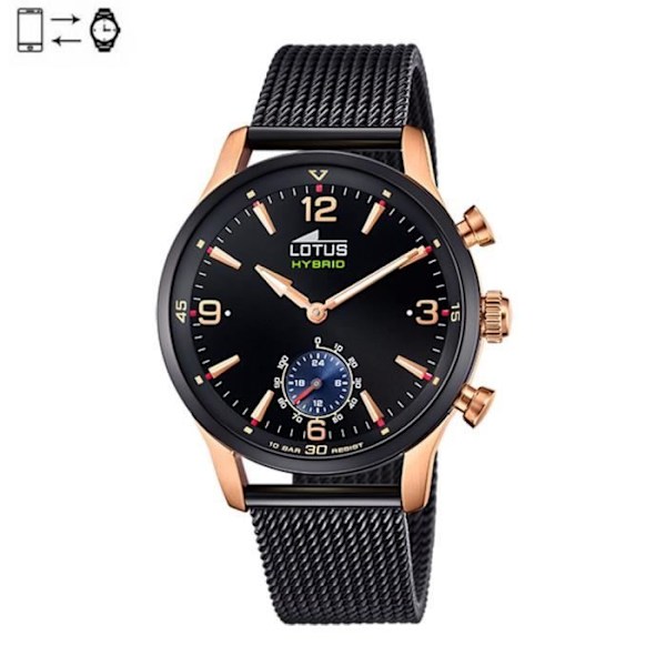 Kello - Lotus - Hybrid - Musta kellotaulu 45mm - Musta linkkihihna - Analoge kvartsikello sort