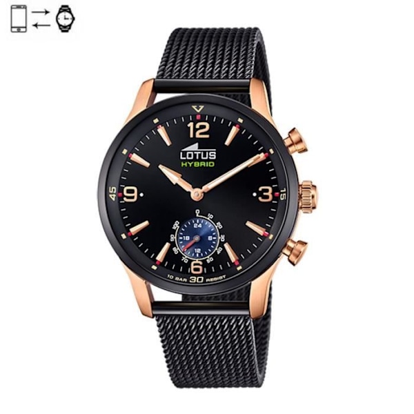 Ur - Lotus - Hybrid - Sort skive 45mm - Sort mesh armbånd - Analog quartz sort