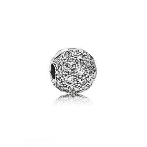 Charm - PANDORA - 791286CZ - Sølv clips - Hvide zirconia - Kvinde Vit
