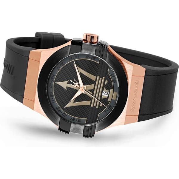Ur - MASERATI - Potenza - Sort - Hus i rustfrit stål - 42 mm - 10 ATM Guld