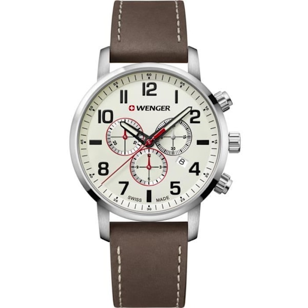 Kello - Wenger - Attitude Chrono - Nahka - Kvarts - Urheilu Beige, brun, grå