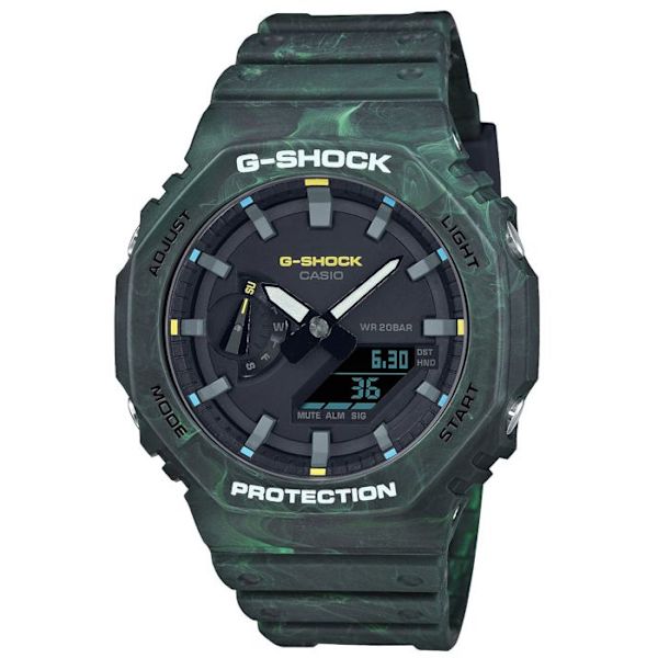 Ur - Casio - GA-2100FR-3AER - Kvarts - Analog - Grøn plastikstrop Grøn