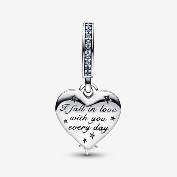 PANDORA Himmelske Shooting Star Double Heart Pendant Charm 792356C01 Flerfärgad
