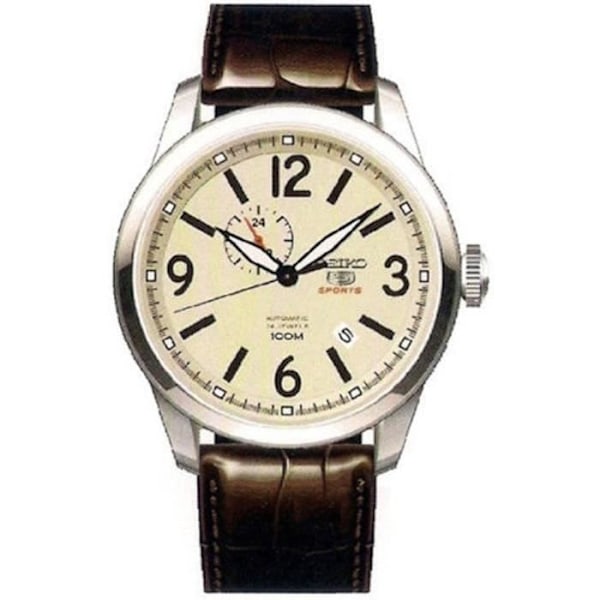 Klocka - SEIKO - NEO SPORTS SSA295K1 - Automatisk - Analog - Läder och rostfritt stål Beige, brun, silver