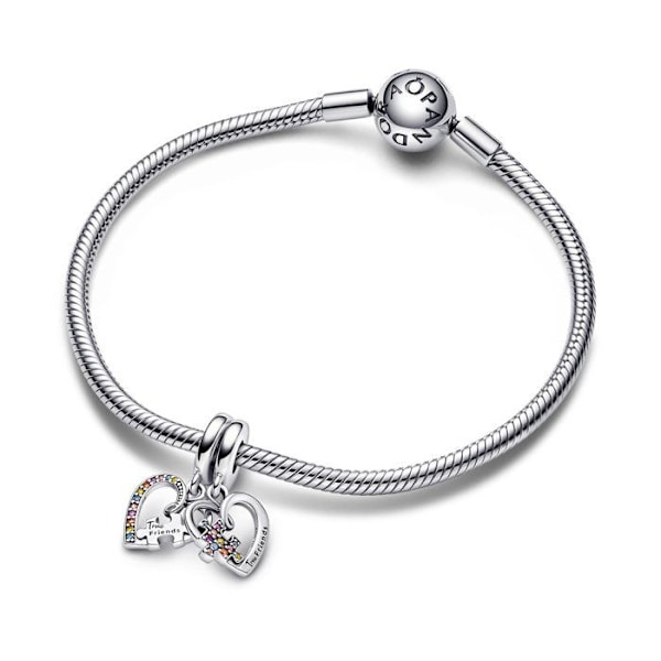 PANDORA Charm Riipus Ystävyys Erotettavat Sydämet Pulmapala 792239C01 Grå
