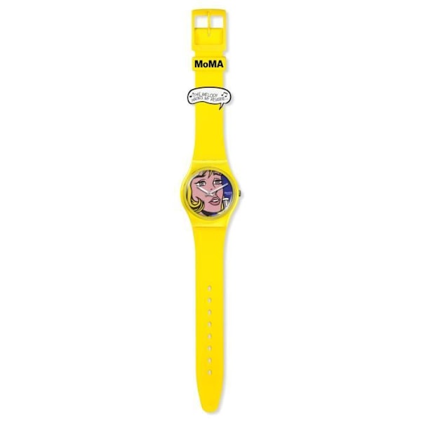 Klocka - SWATCH - Konstresa 2023 - Gul silikonarmband - Flerfärgad urtavla - Trendig stil Gul, flerfärgad
