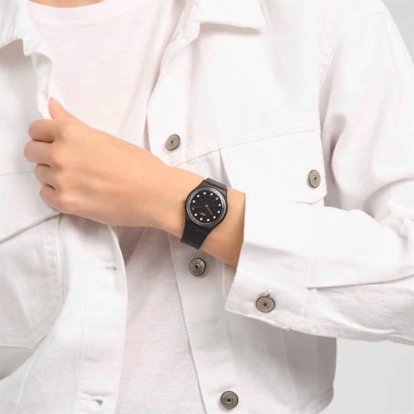 Klocka - SWATCH - SPARKLE NIGHT - 34mm - Silikon - Vattentålighet 3 ATM Svart guld