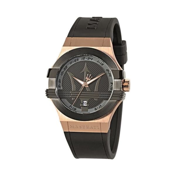 Ur - MASERATI - Potenza - Sort - Hus i rustfrit stål - 42 mm - 10 ATM Guld