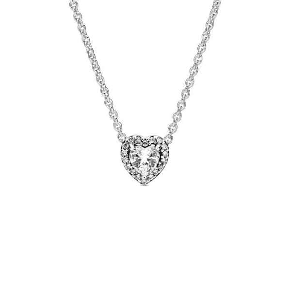 Pandora Stories 925 Sterling Zilveren Heart Necklace 398425C01-45 (längd: 45,00 cm) Grå