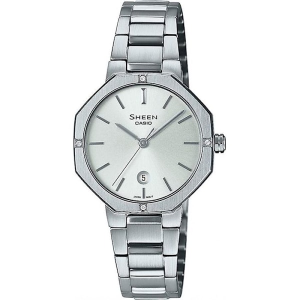 Casio- Dameur - Kvarts - Analog - Sølv armbånd i rustfrit stål - SHE-4543D-7AUER Pengar