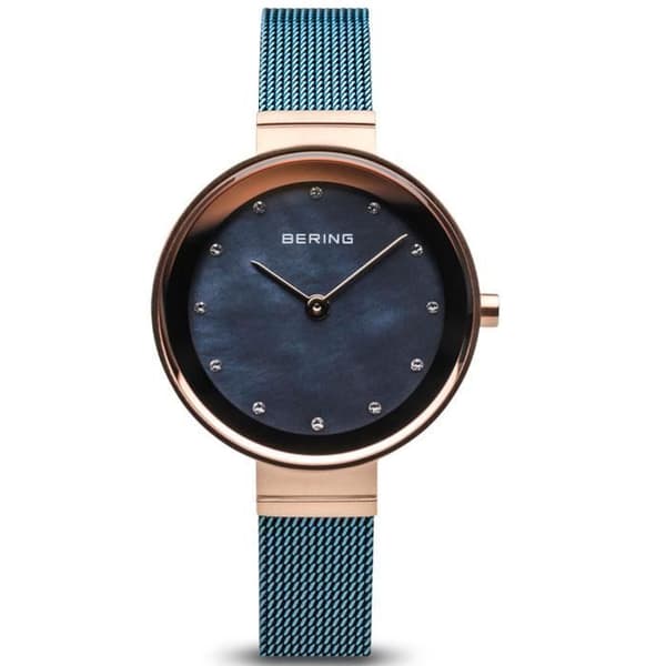 Ur - BERING - 10128-368 - Forgyldt stål - Blå urskive - 28 mm Guld