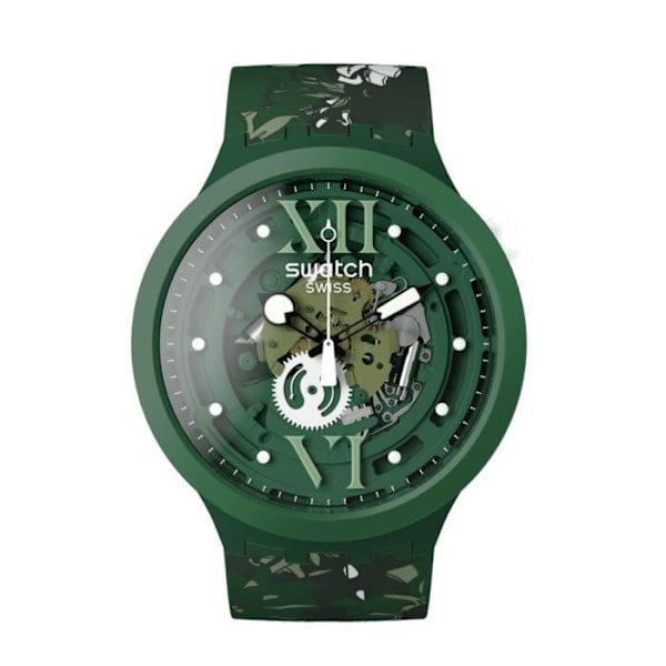 Klocka - SWATCH - CAMOFLOWER GREEN - 47mm - Silikon - Analog - Blandat Grön