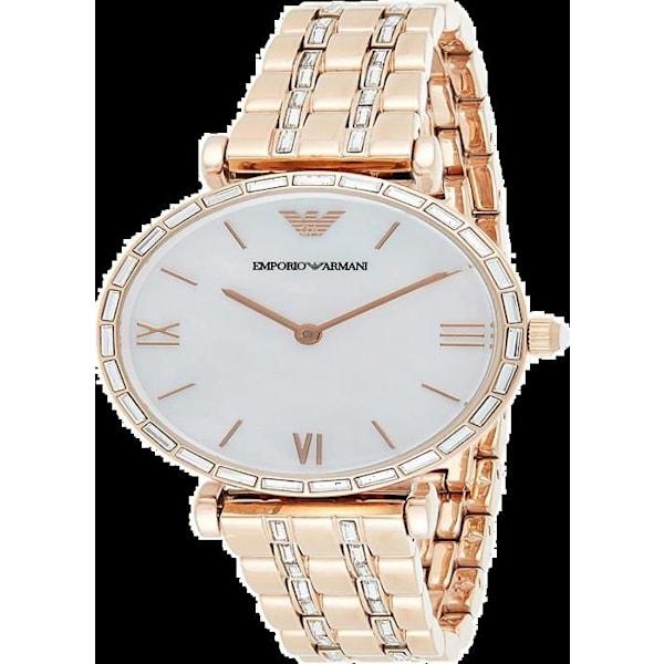 Emporio Armani 32 mm armband i rostfritt stål, rosékvartsklocka AR11294, dam