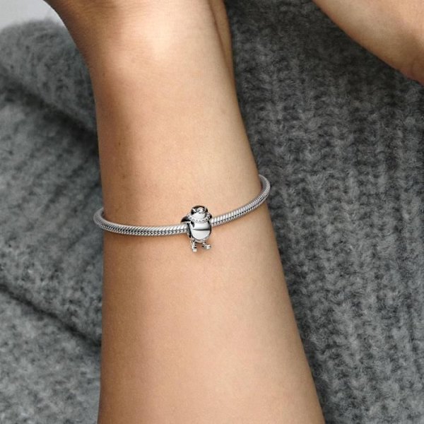 Sterling hopeakoru - PANDORA - Hiihtävä pingviini - Musta - Naisille - Talvi Svart silver