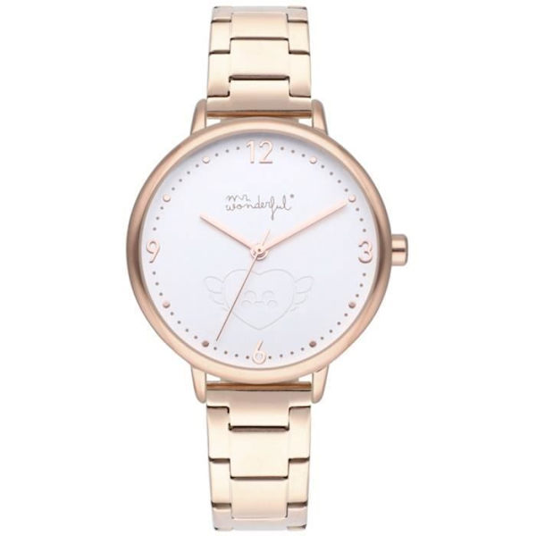 Kvindeur - MR WONDERFUL - SKIN OG SMIL - Quartz - Analog - Rustfrit stål Rosa, Vit