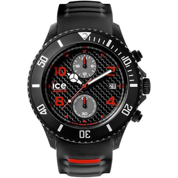Ur - Ice-Watch - ICE carbon Sort Hvid - Chrono - Silikone - Sort - Ekstra stor Svart