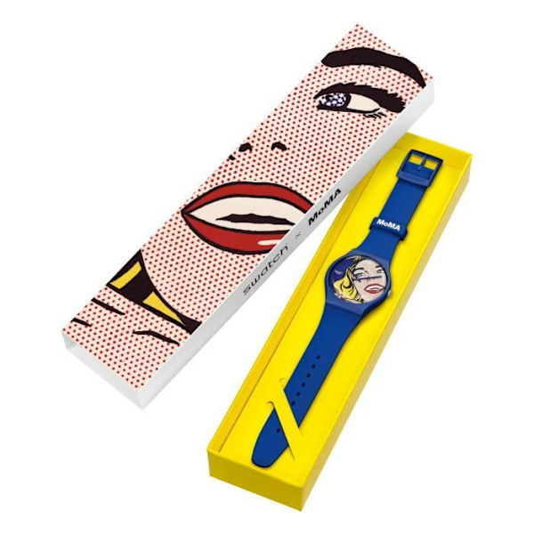 Klocka - SWATCH - Girl Roy Lichtenstein - MoMA Special Edition - 41mm - Quartz - Unisex Blå