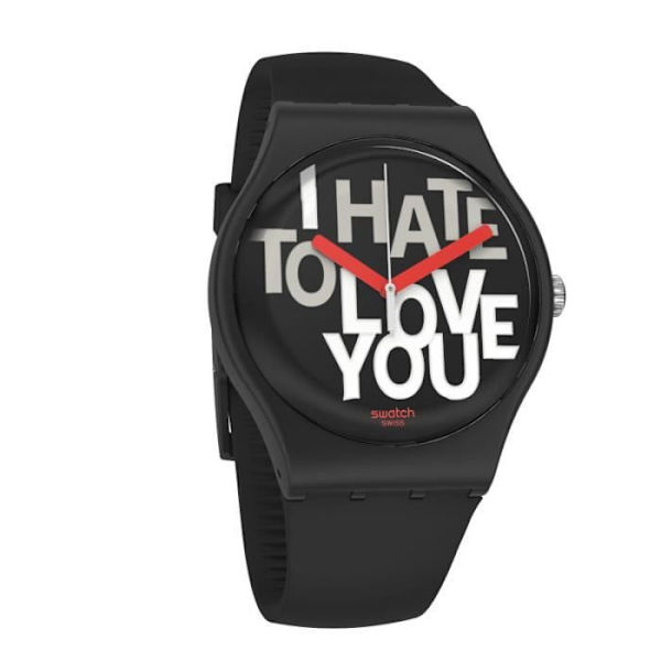 Ur - SWATCH - HATE 2 LOVE - 41mm - Sort - Quartz - Unisex Svart