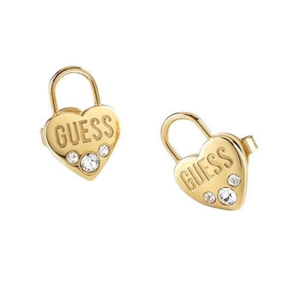 Örhängen - GUESS - Lock Me Up - Rostfritt stål - Guldpläterade - Swarovski-kristaller guldpläterad