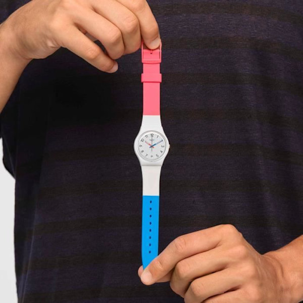 Klocka - SWATCH - GENT IN THE BLOCK - 34mm - Kvarts - Silikon - Vattentålighet 3 ATM Rosa, Blå, Vit