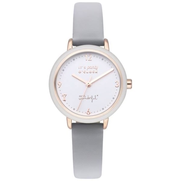 Klocka - MR WONDERFUL - UNDERBAR TID WR25400 - Läder - Kvarts - Analogisk Grå, rosa, vit