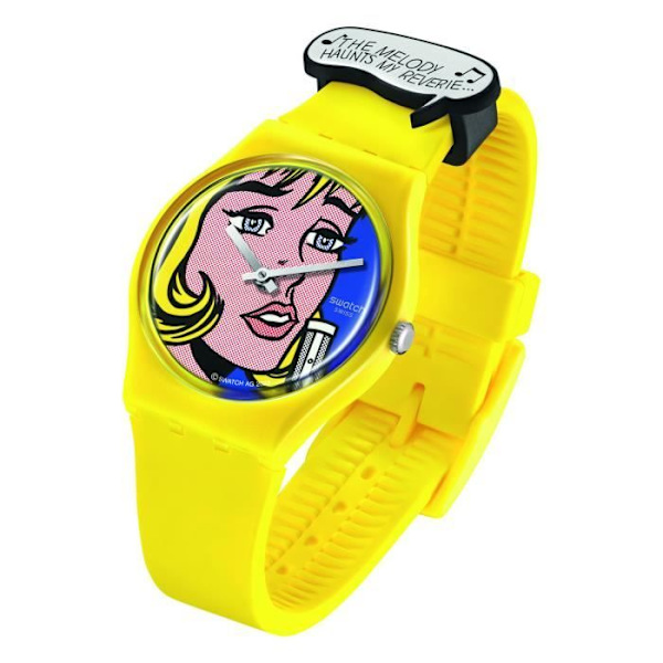 Klocka - SWATCH - Konstresa 2023 - Gul silikonarmband - Flerfärgad urtavla - Trendig stil Gul, flerfärgad
