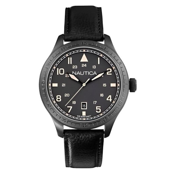 Klocka - Nautica - A11107G - Kvarts - Analog - Svart Läder - Herr