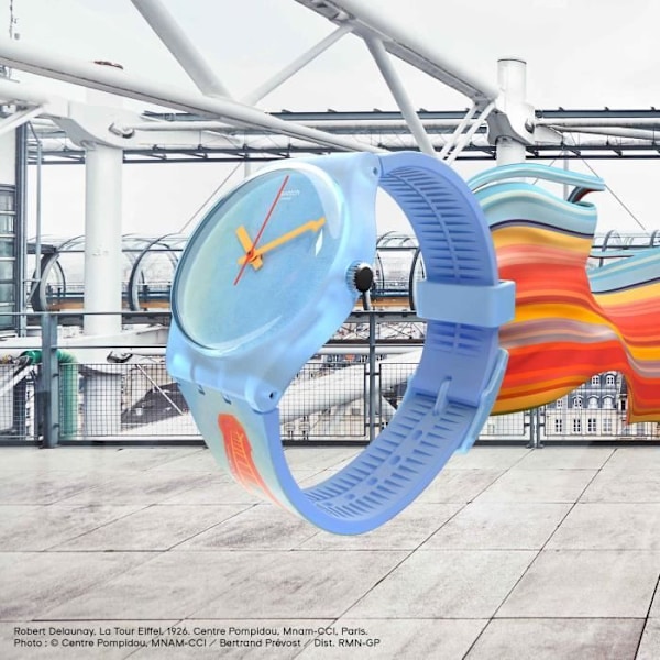 Silikon-/plastrem för kvinnor - SWATCH - Swatchklocka Eiffel Tower By Robert Delaunay - Materialfärg:Blå Blå