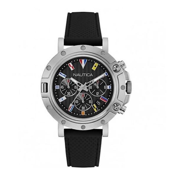 NAUTICA HERRE 44MM SORT SILIKONEREM ANALOG QUARTZ UR NAD17527G