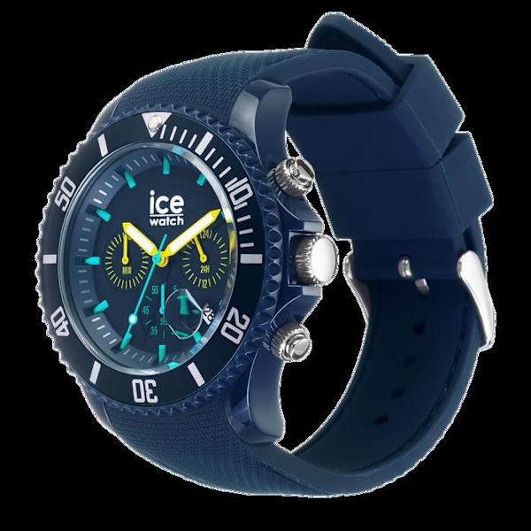 Kello - Jääkello - 020617 - Kvartsi - Kronografi - Silikoninsininen 44mm Blå