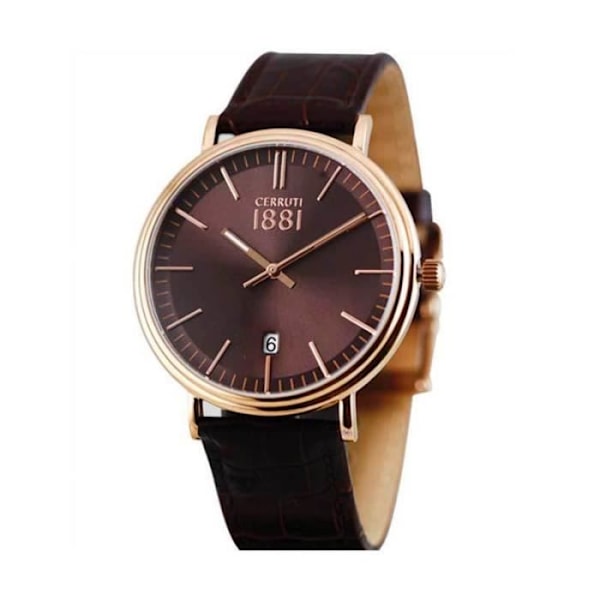 Klocka - CERRUTI - CRA111SR12BR - Läder - Brun - Kvarts kastanj