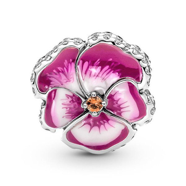 Charm - PANDORA - Pink Orvokki - Hopea - Vaaleanpunainen - Nainen Rosa