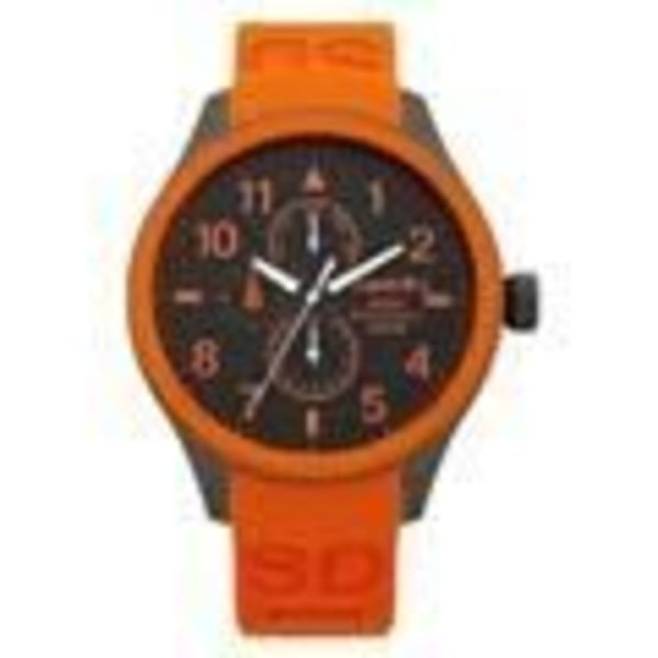 Ur - Superdry - SYG110O - Quartz - Sort - Orange Silikonearmbånd Svart