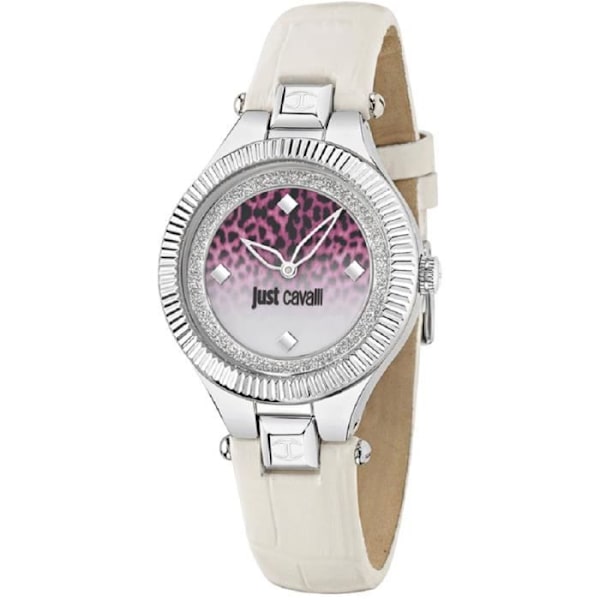 Dameur - JUST CAVALLI - INDIE R725121550 - Kvarts - Analog - Læder og Rustfrit Stål Rosa, Silver, Vit
