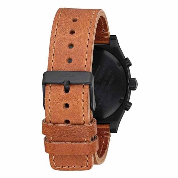 Klocka för män Nixon Time Teller Chrono Läder - Svart - Armband i äkta läder - Sex visartiklar kronograf Svart