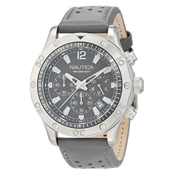 Ure - NAUTICA - NST 21 NAD16546G - Kvarts - Chronograf - Grå læder Silvergrå