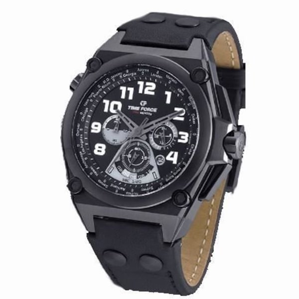 Klocka - Time Force - TF4032M11 - Kvarts - Analog - Svart läder