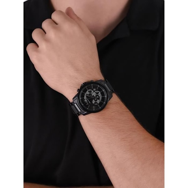 Armani Exchange - Herrklocka - Quartz - Kronograf - Svart armband i rostfritt stål - AX1722 svart