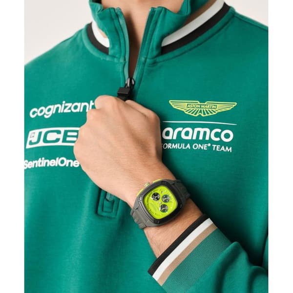 Ur - ASTON MARTIN - MTFO1F504 - Grå silikone - Gul urskive - 44 mm Grå