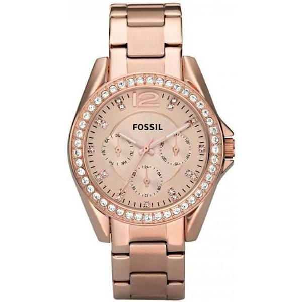Damklocka - FOSSIL - RILEY ES2811 - Kvarts - Analog - Guldpläterat rostfritt stål Rosa, Gul, Guld