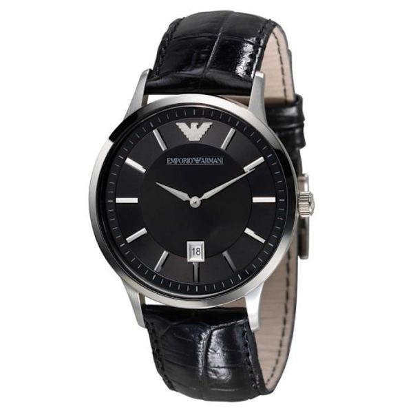 Ur - Emporio Armani - AR2411 - Kvarts - Læder - Sort Svart