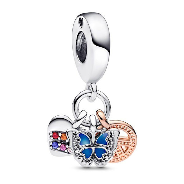 Rainbow Triple Heart Pendant Berlock 782572C01 Flerfärgad